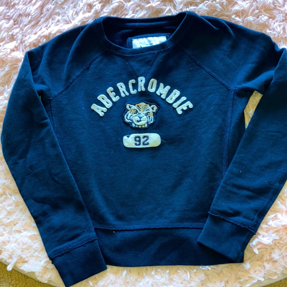 Kids Ambercrombie blue and white pull over sweatshirt size medium